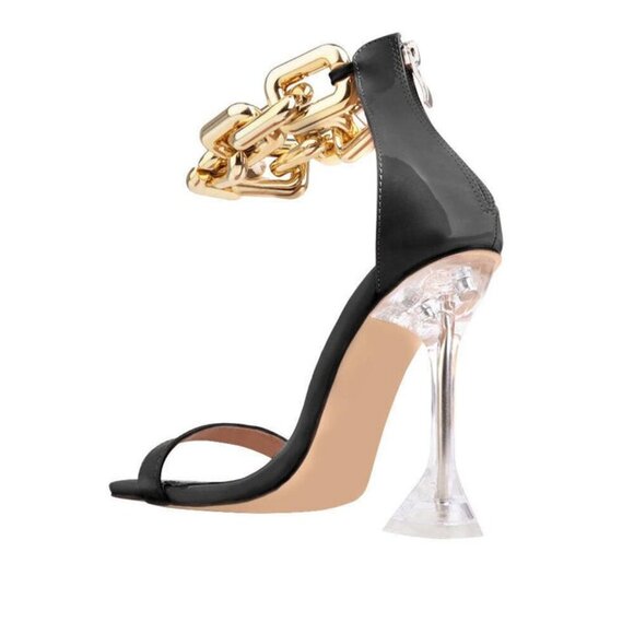 " CHAINED BLISS " Black / Gold Chained Sandal ( BRAND NEW !!!!!!!!!!!!!!!!!!! - Picture 4 of 6